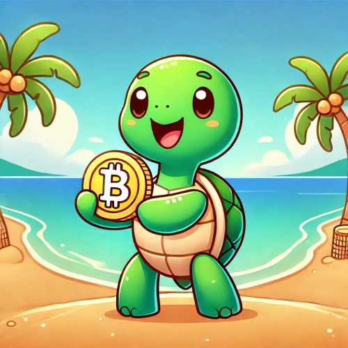 Tortue tenant un BTC