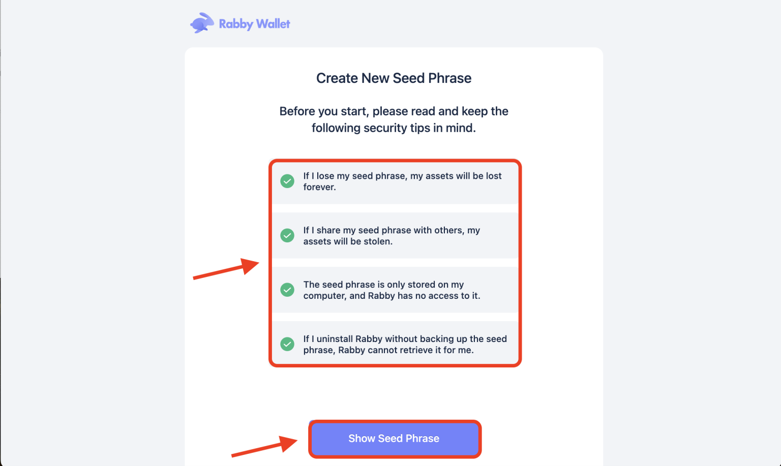 conseils sécurités seed phrase rabby wallet