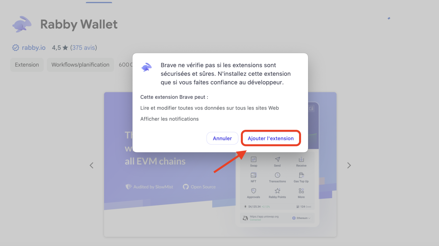 lien pour épingler l'extension du wallet rabby à votre navigateur