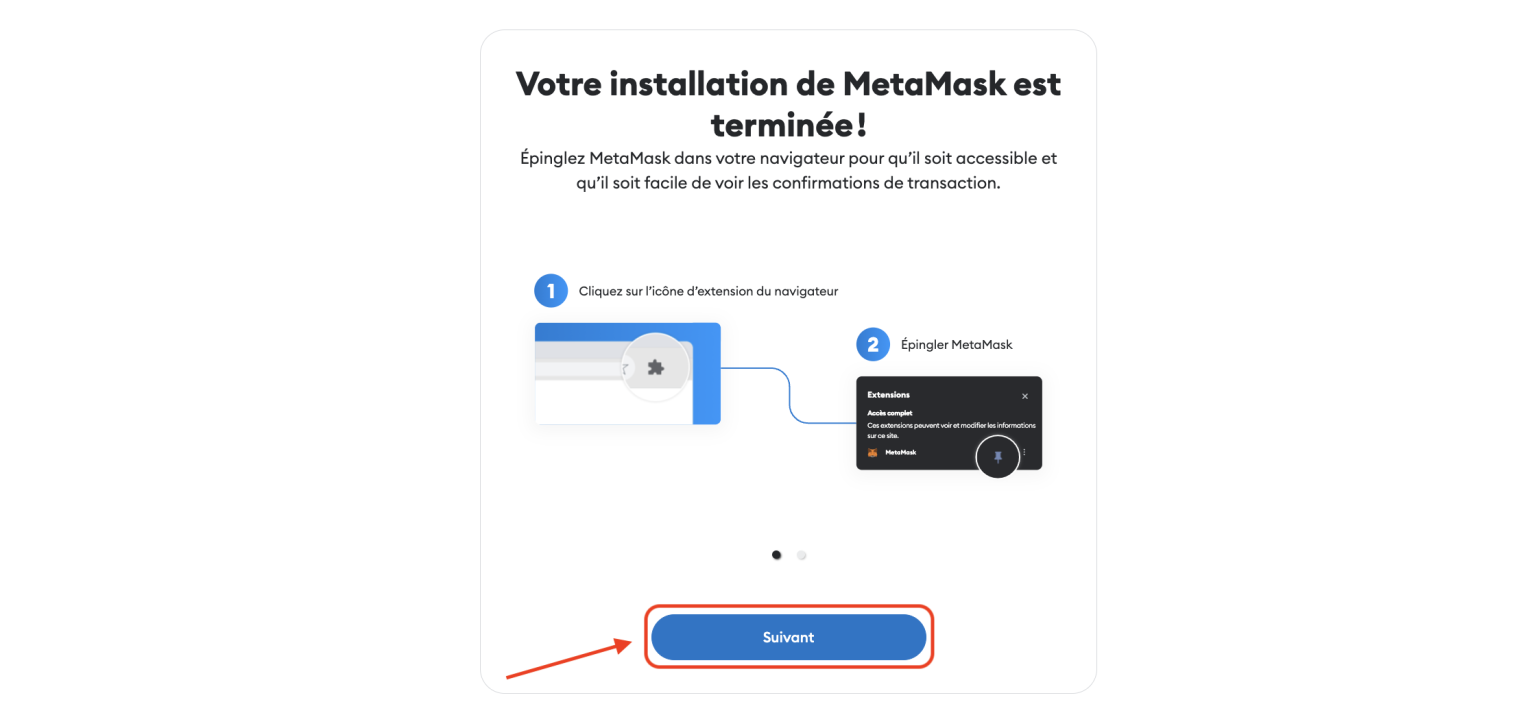 installation terminee metamask