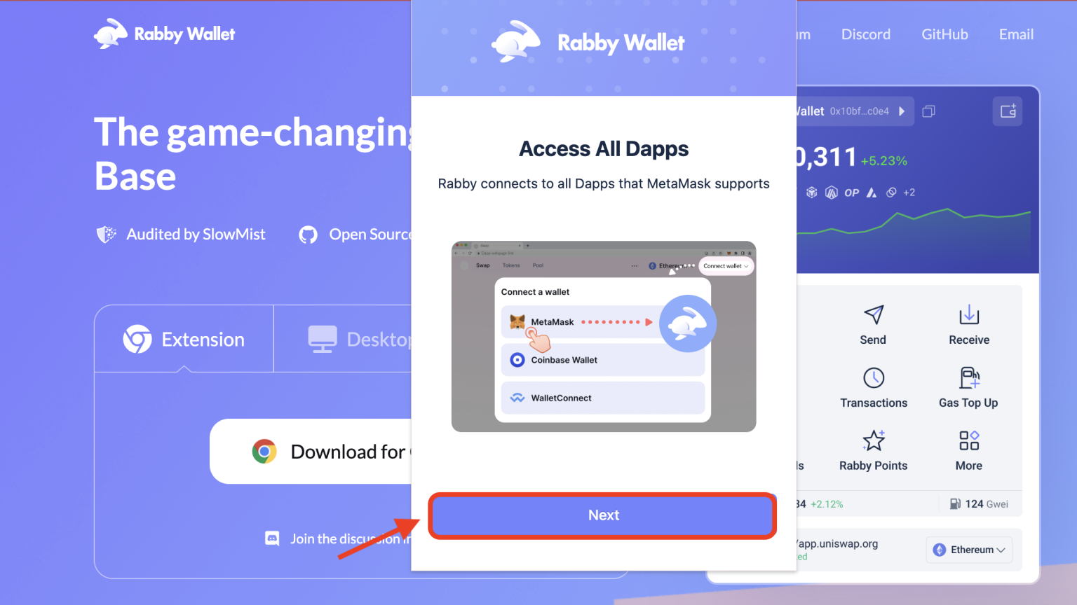 étapes d'installation du wallet rabby