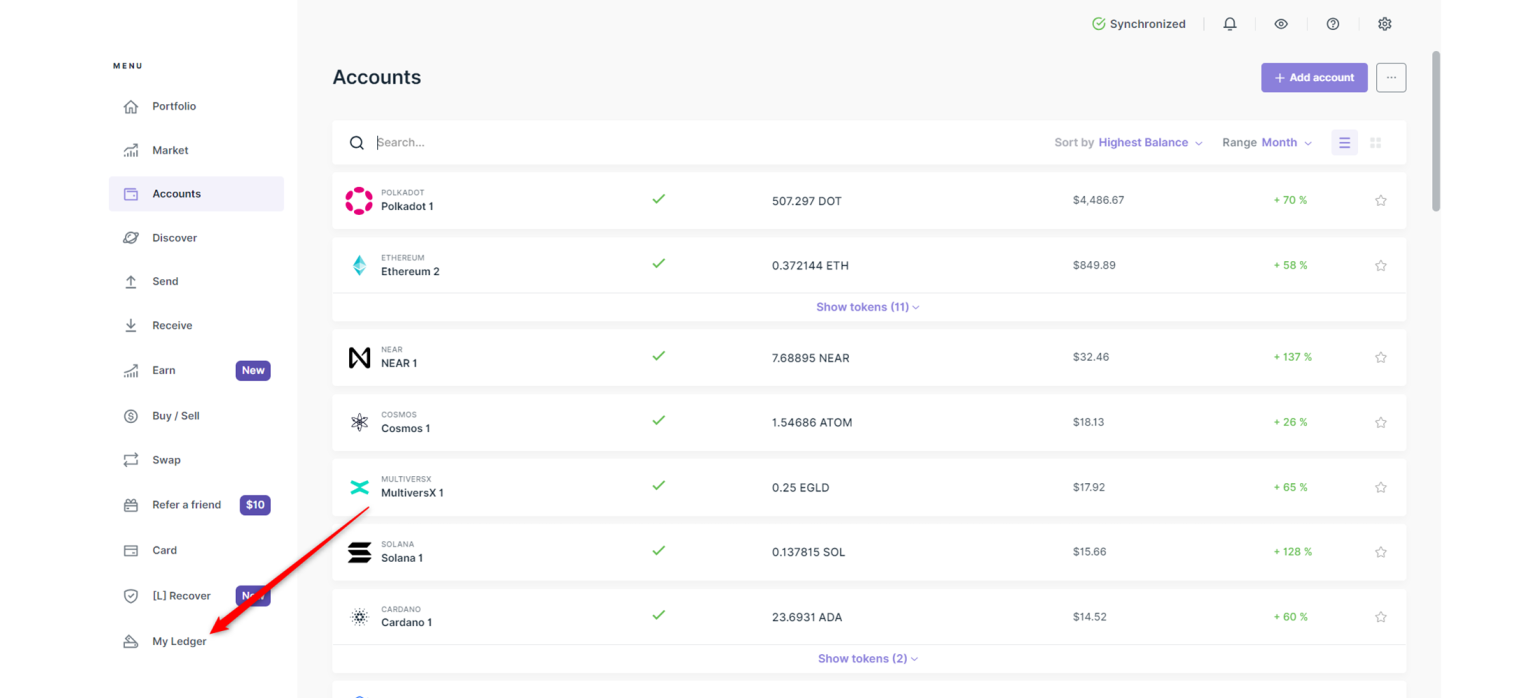 Accéder à My edger depuis Ledger Live