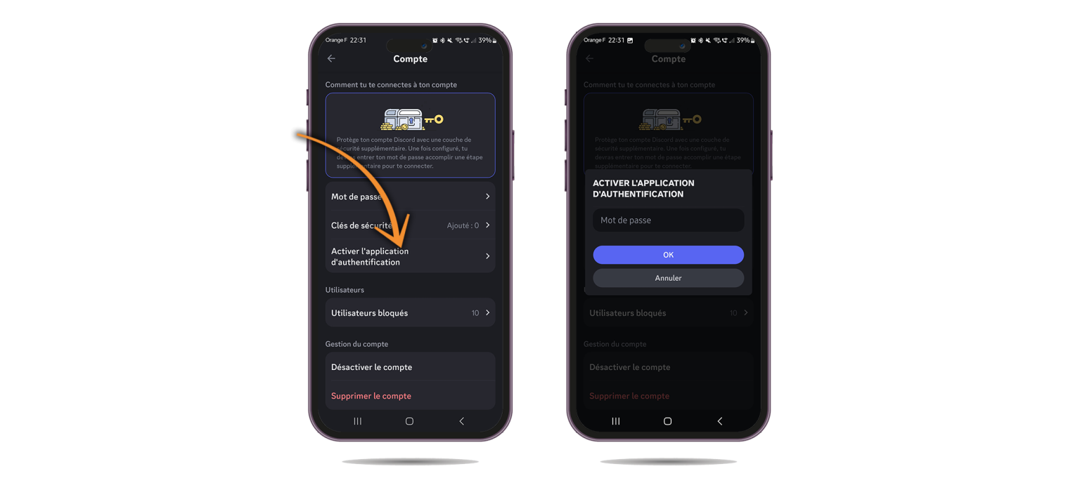 Activer 2FA l'authentification forte sur Discord