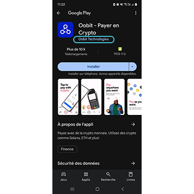 Oobit sur le Play store