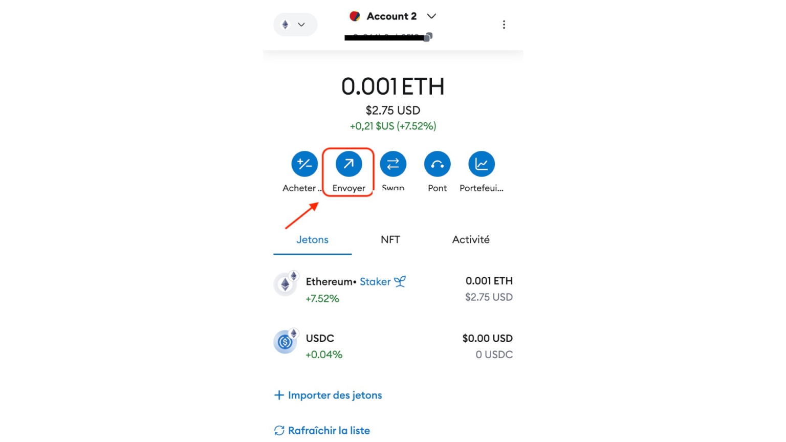 envoyer des cryptomonnaies sur metamask