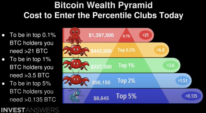 Combien de bitcoins faut-il posséder pour être parmi les plus riches en BTC ?