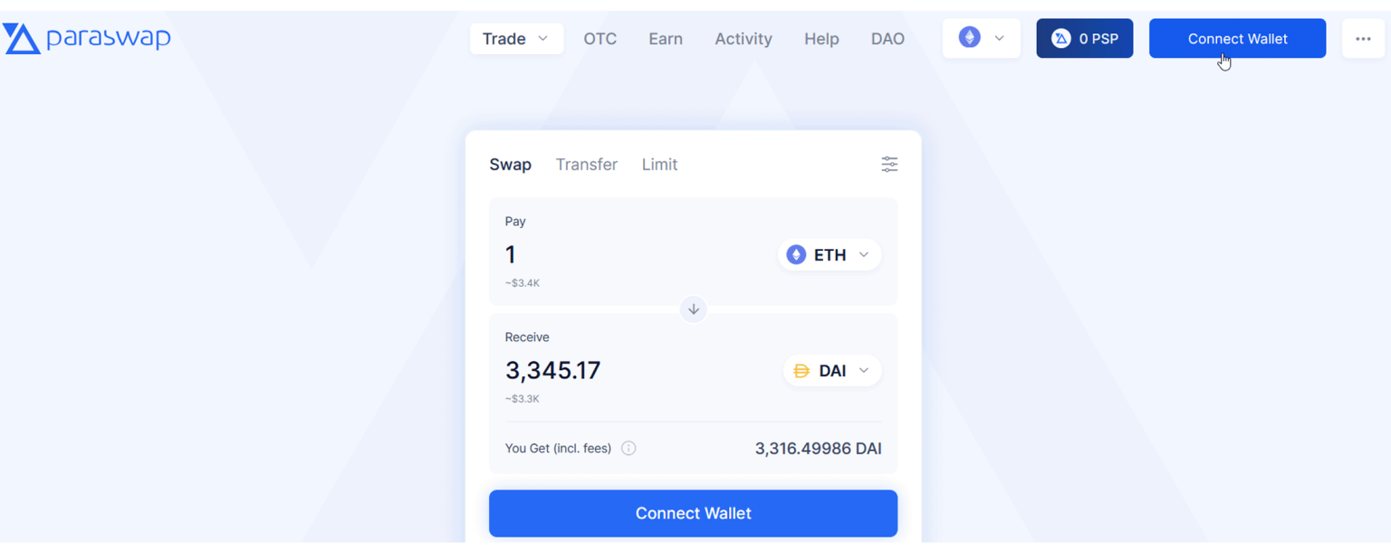 Cliquez sur Connect Wallet