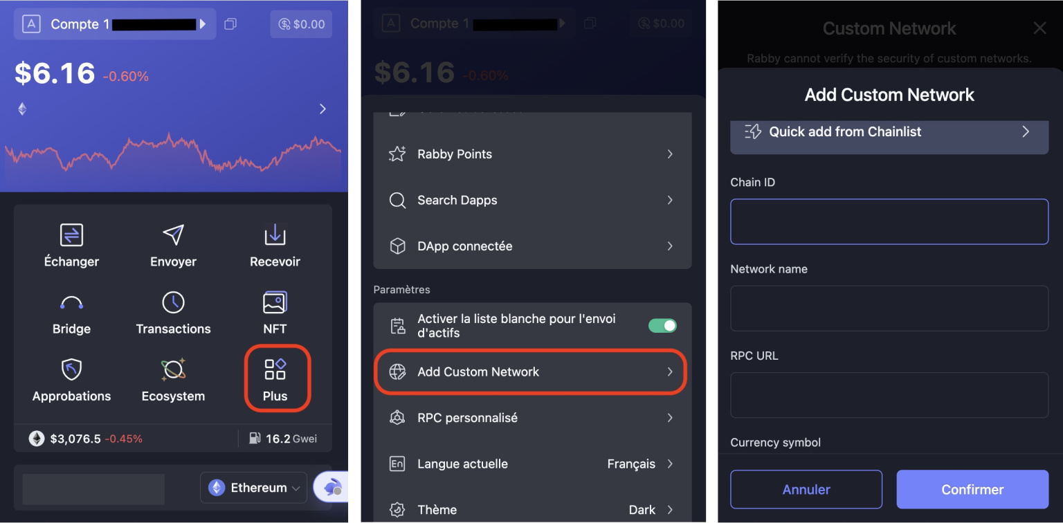 ajouter un réseau sur rabby wallet
