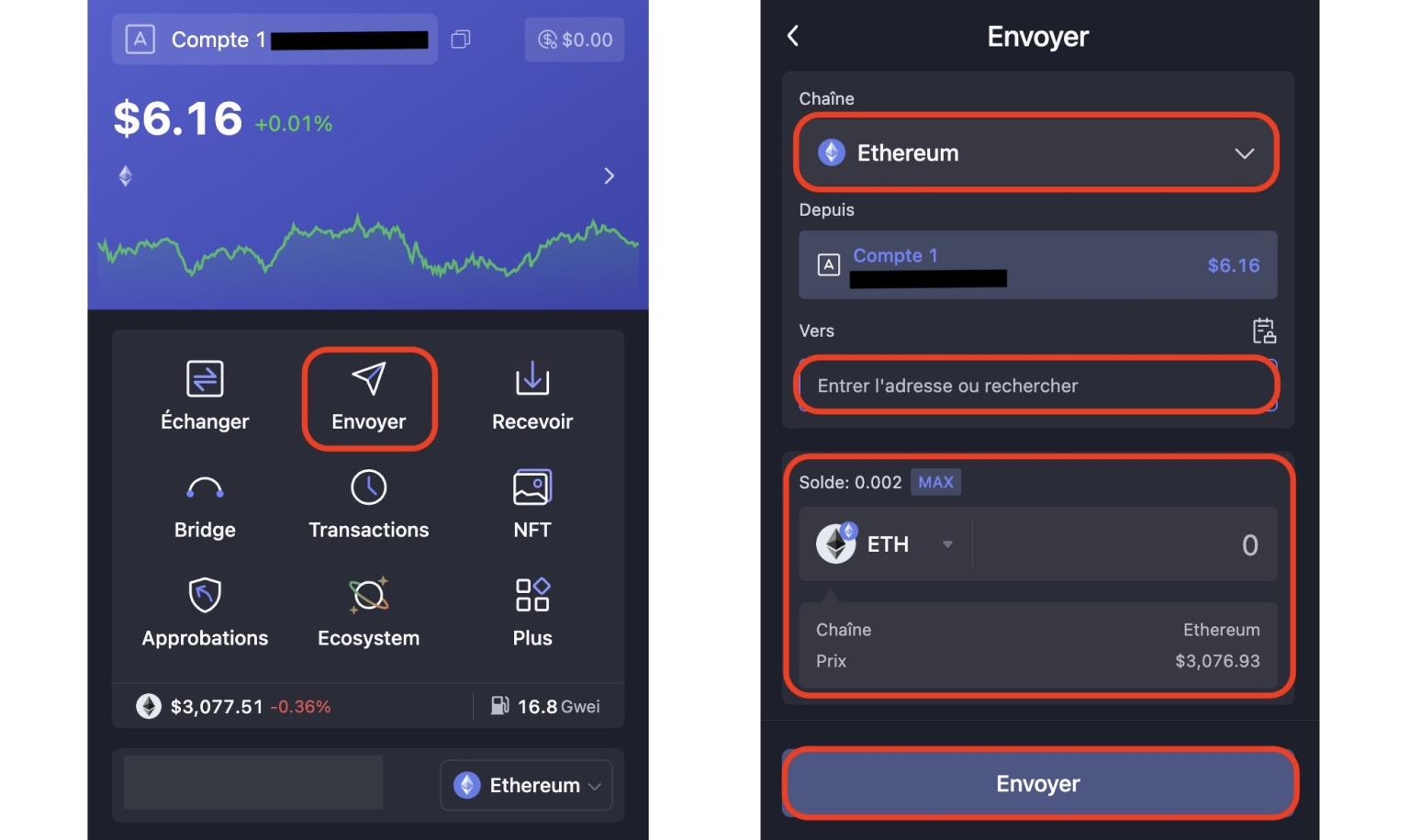 envoi de cryptomonnaies rabby wallet