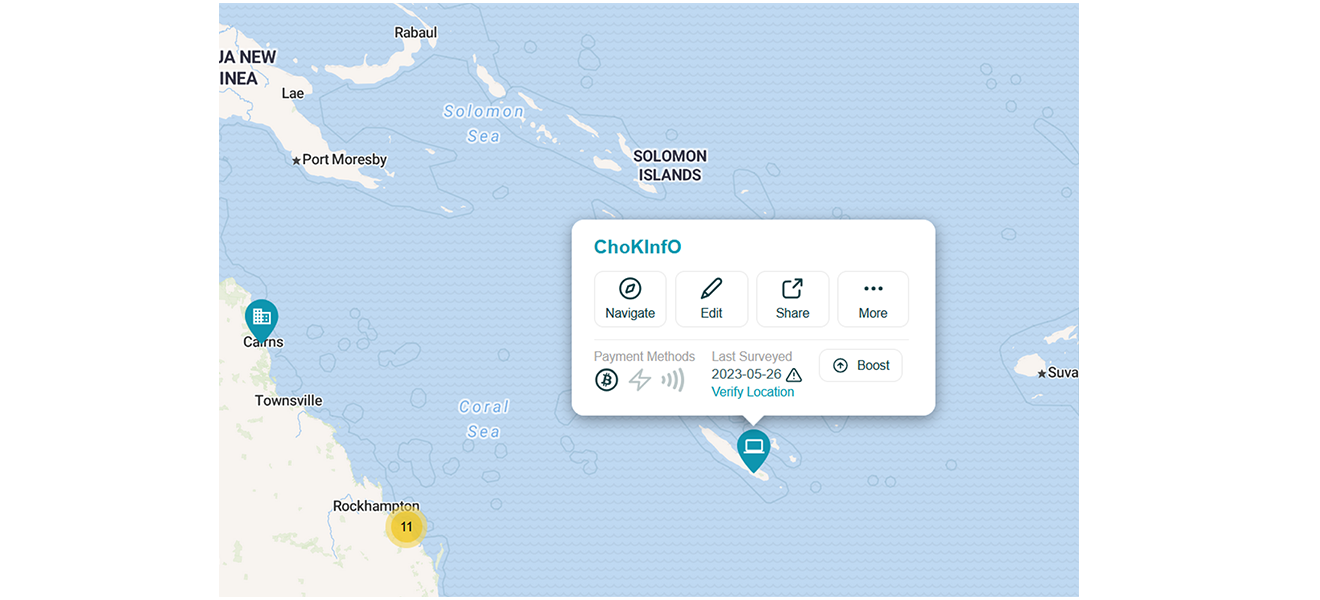 BTC Map dans le pacifique