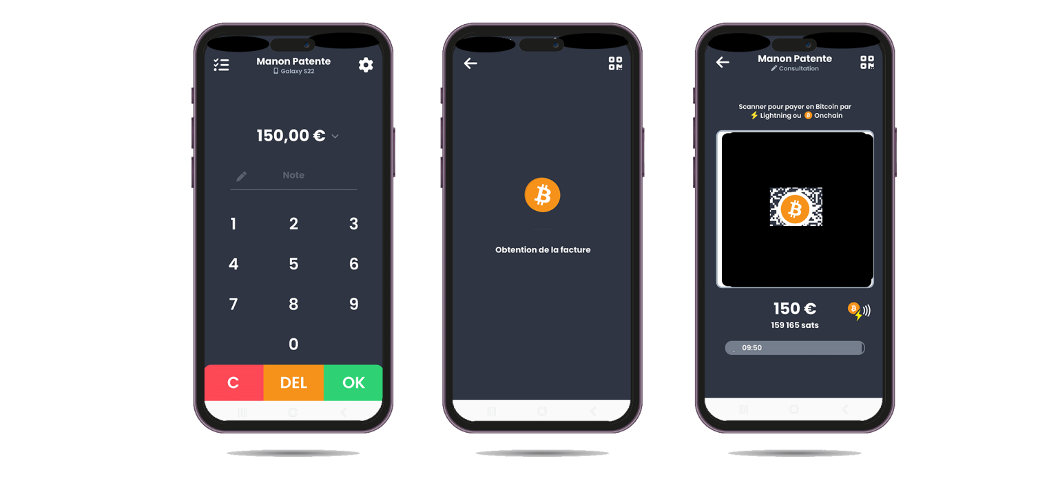 Screen paiement avec Swiss Bitcoin Pay