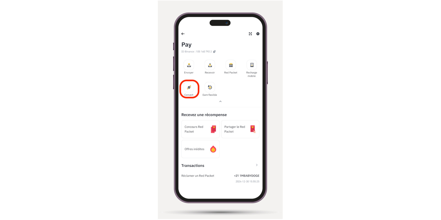 accueil binance pay convertir ses devises