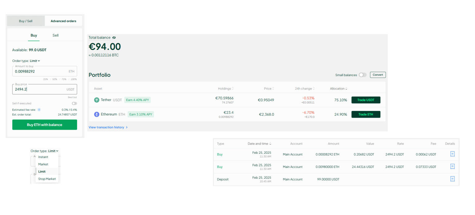 screen ordre avancé sur Bitstamp