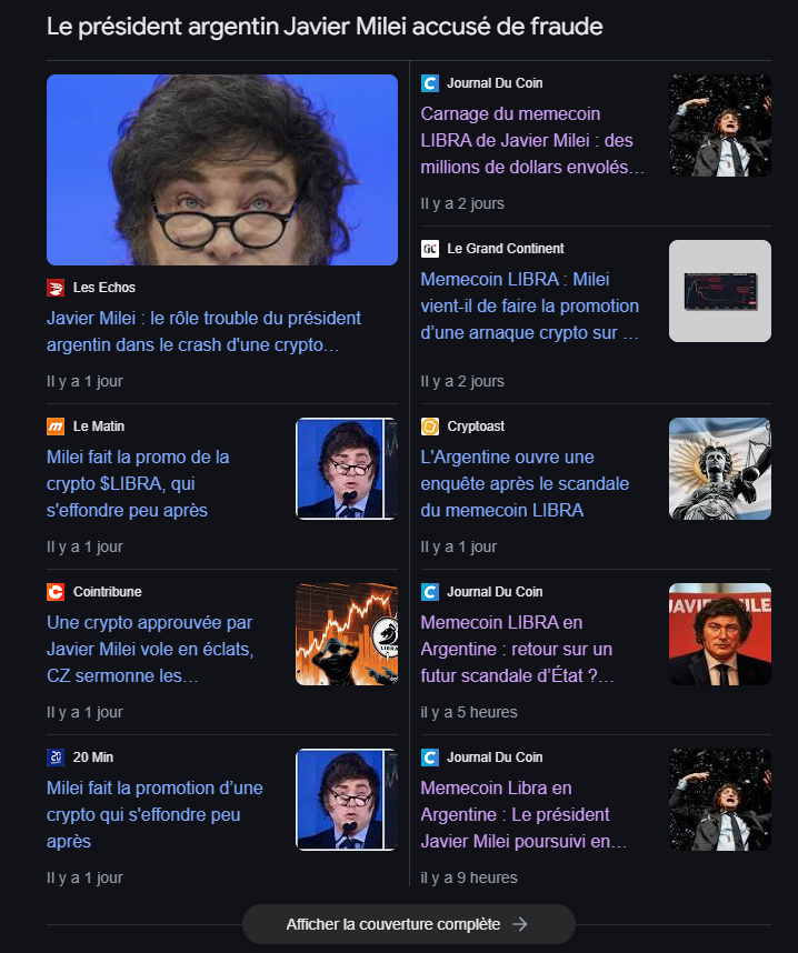 Le président Milei est sous le feu des critiques des médias traditionnels, mais aussi de la presse spécialisée après le lancement du memecoin LIBRA