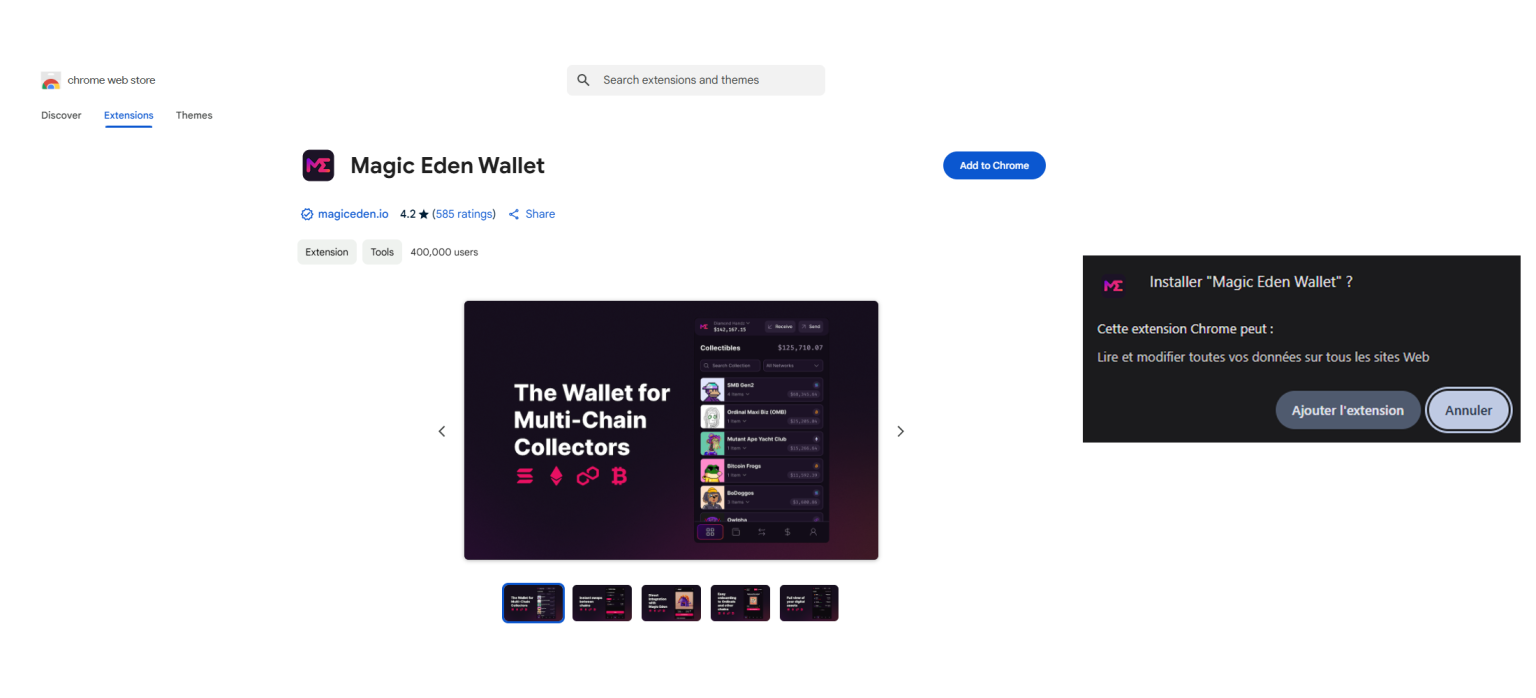 Ajouter le portefeuille Magic Eden à Chrome
