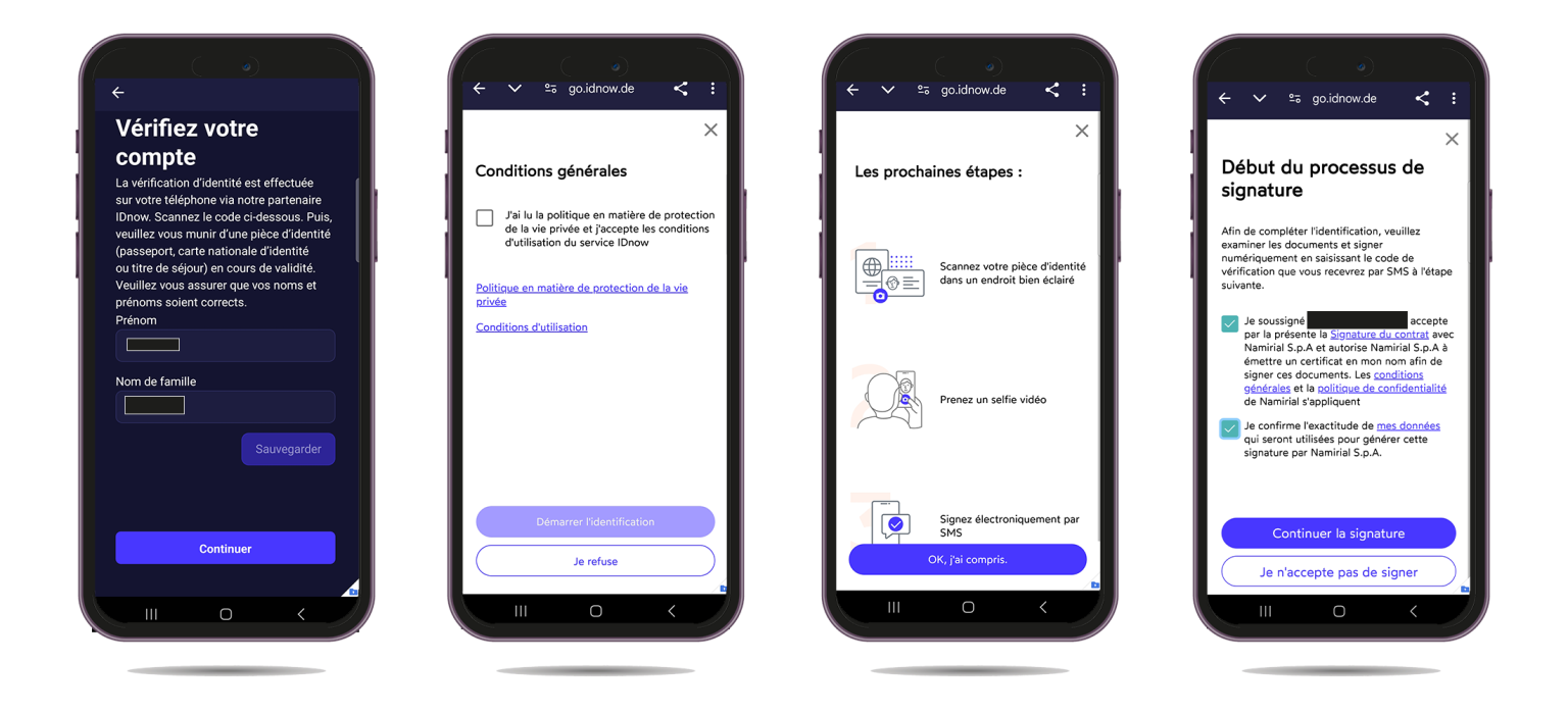 screens KYC idnow