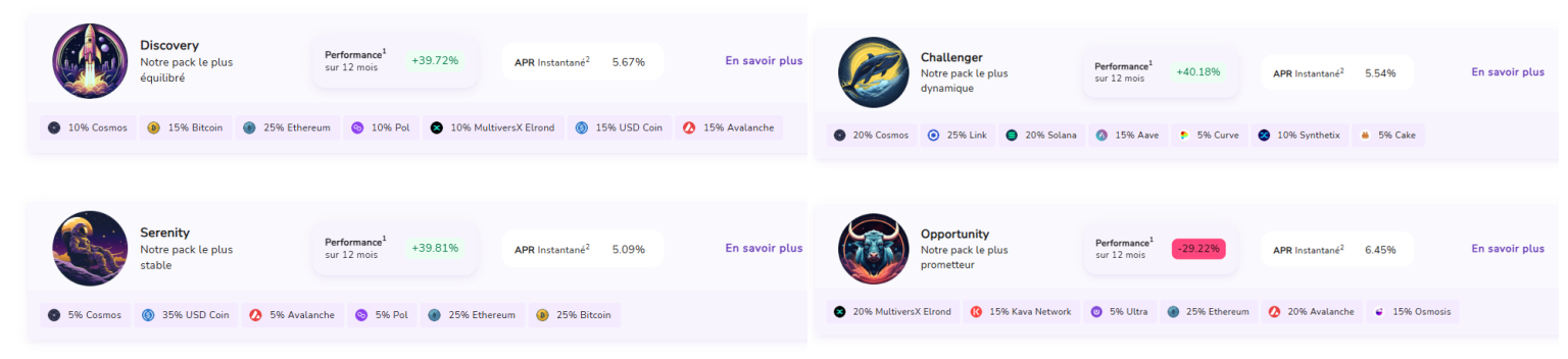 Les pack d'investissement de Feel Mining