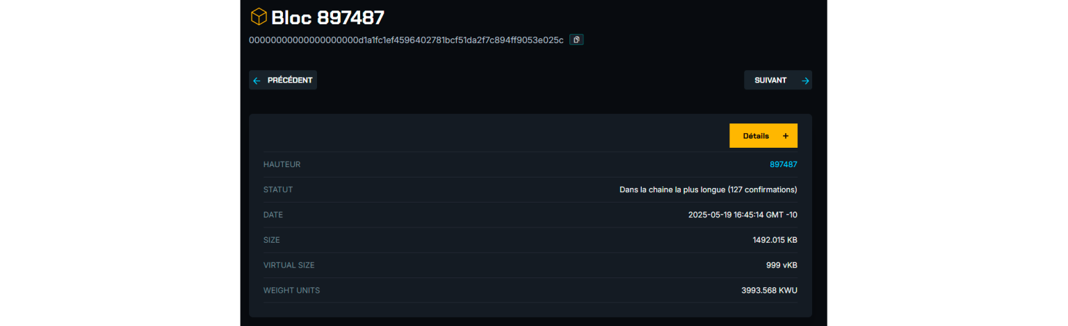 screen exploration d'un bloc sur Blockstream