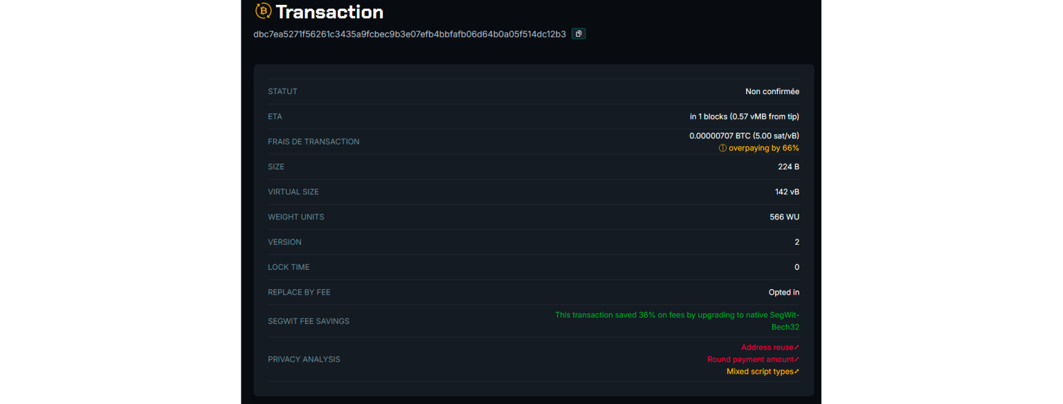 screen transaction bitcoin sur Blockstream