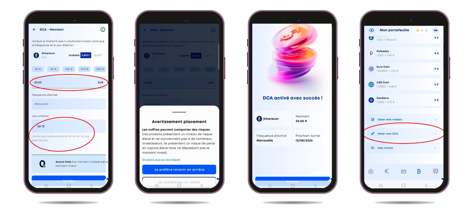 screens valider DCA ETH