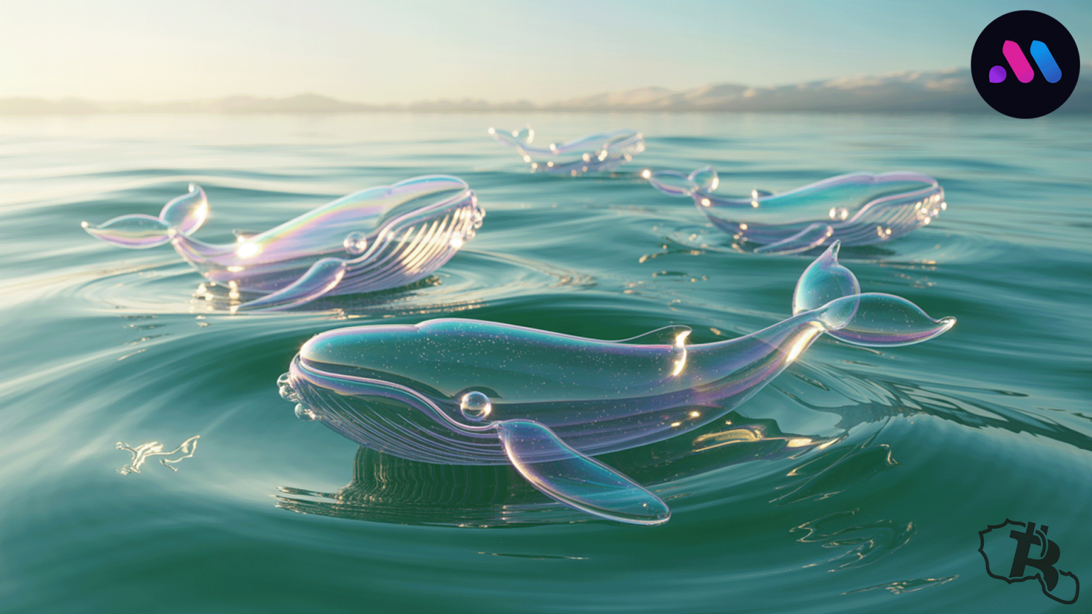 Des baleines faites de bulles