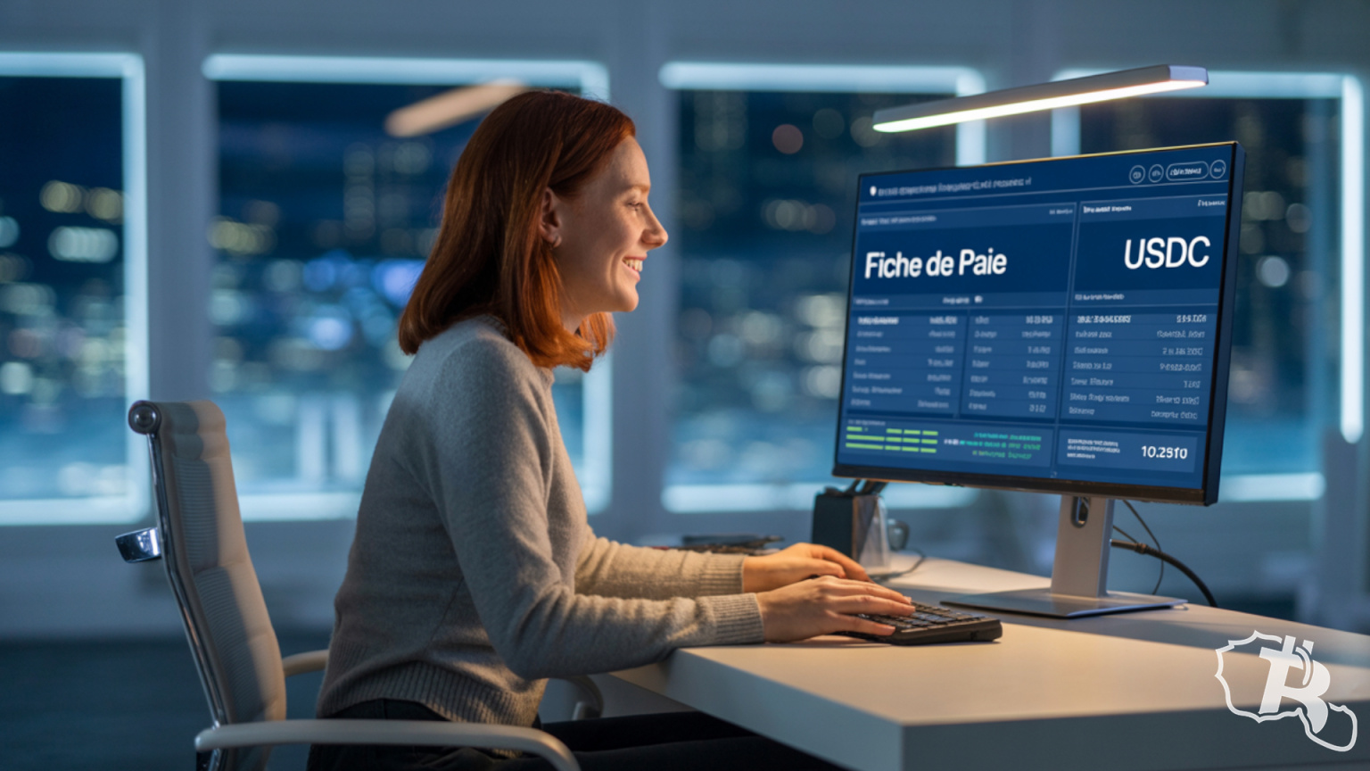 Une femme est heureuse de recevoir son salaire en cryptos