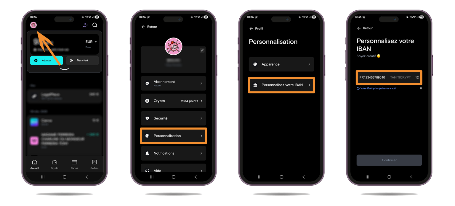 Personnaliser son IBAN sur Deblock.