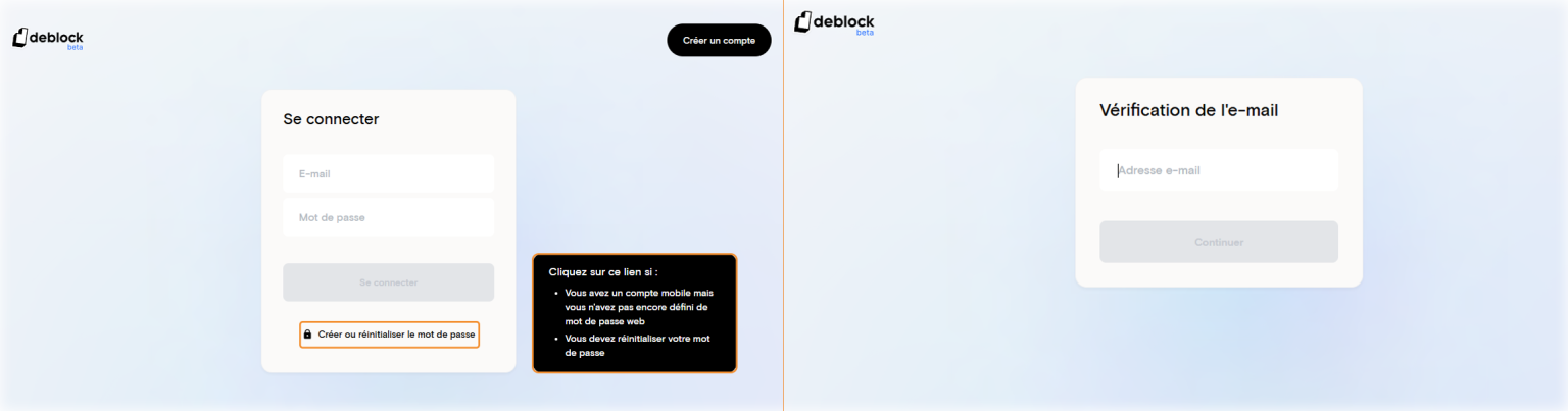 Créer ou réinitialiser son mot de passe Deblock.