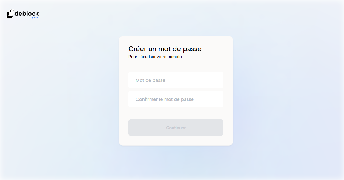 Créer son mot de passe Deblock