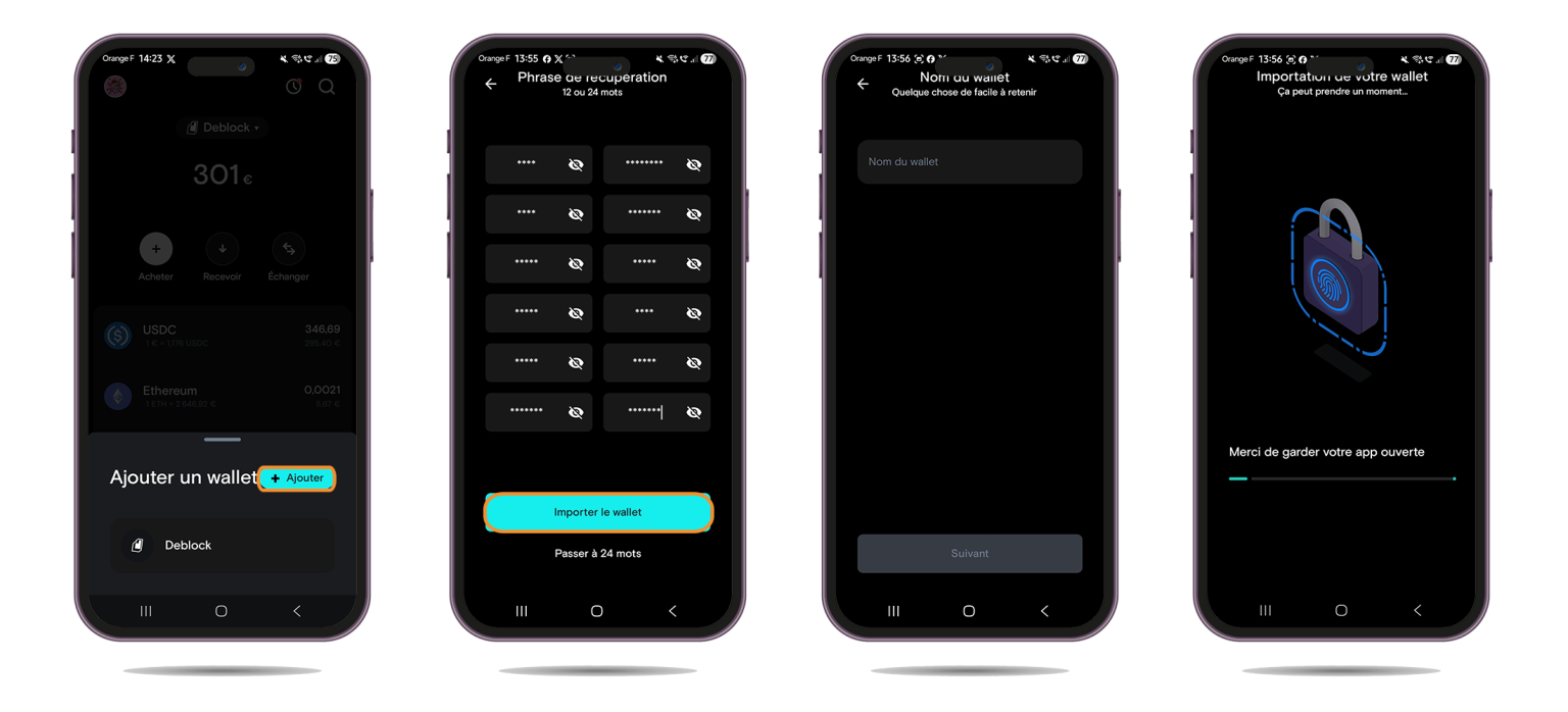 Comment importer vos wallets externes en quelques secondes sur Deblock.