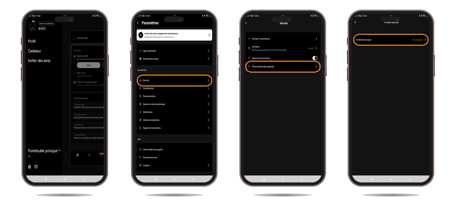 Sauvegarder sa SEED phrase.