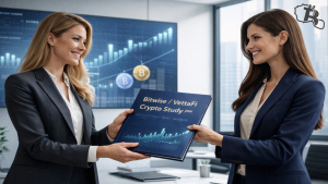 Deux femmes qui se tendent l'étude Bitwise VettaFi sur les cryptos