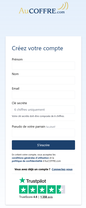 Inscription au coffre