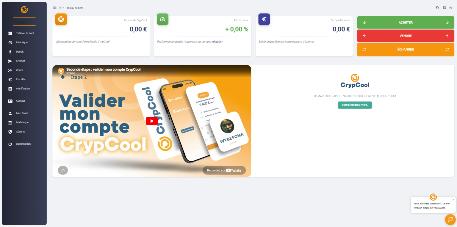 Interface de CrypCool